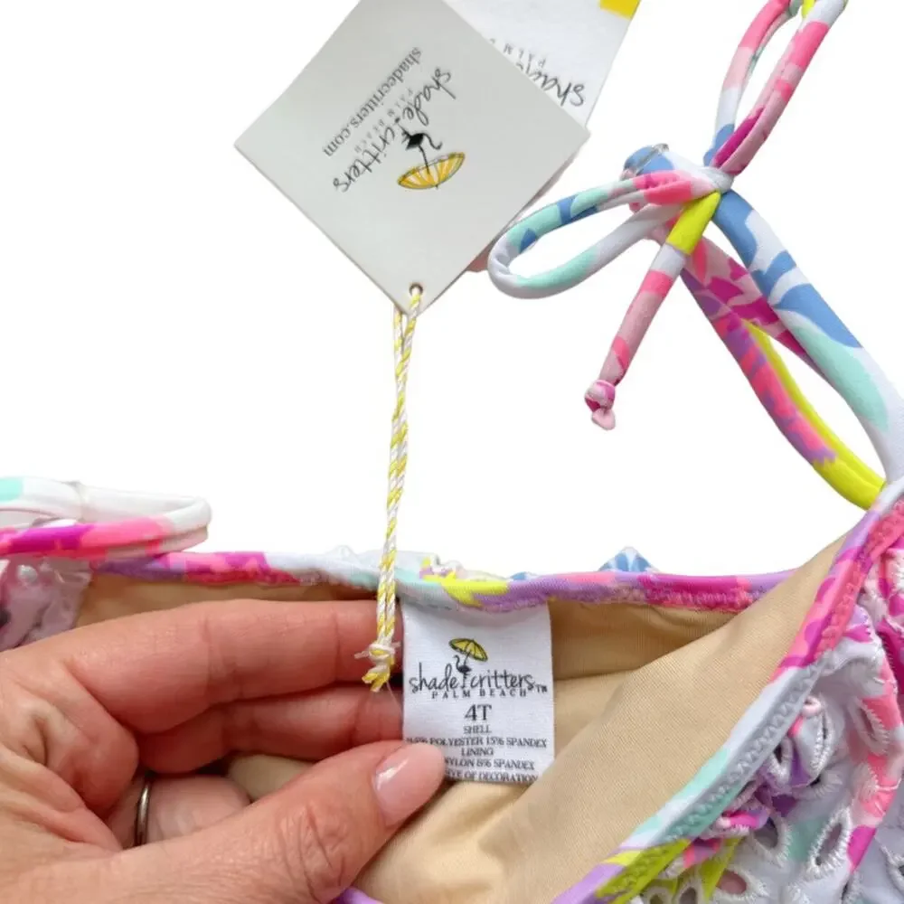 NWT Shade Critters Eyelet Ruffle Swimsuit Size 4T